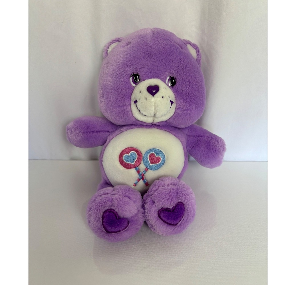 Vintage Care Bears Share Bear Purple Plush 2002 Lollipop 13inch Stuffed Toy Y2K - Picture 3 of 11